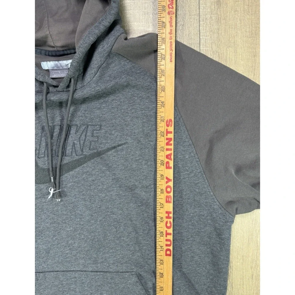 Vintage 00s Y2K Nike Spellout Center Swoosh Gray Brown Hooded Sweatshirt Large